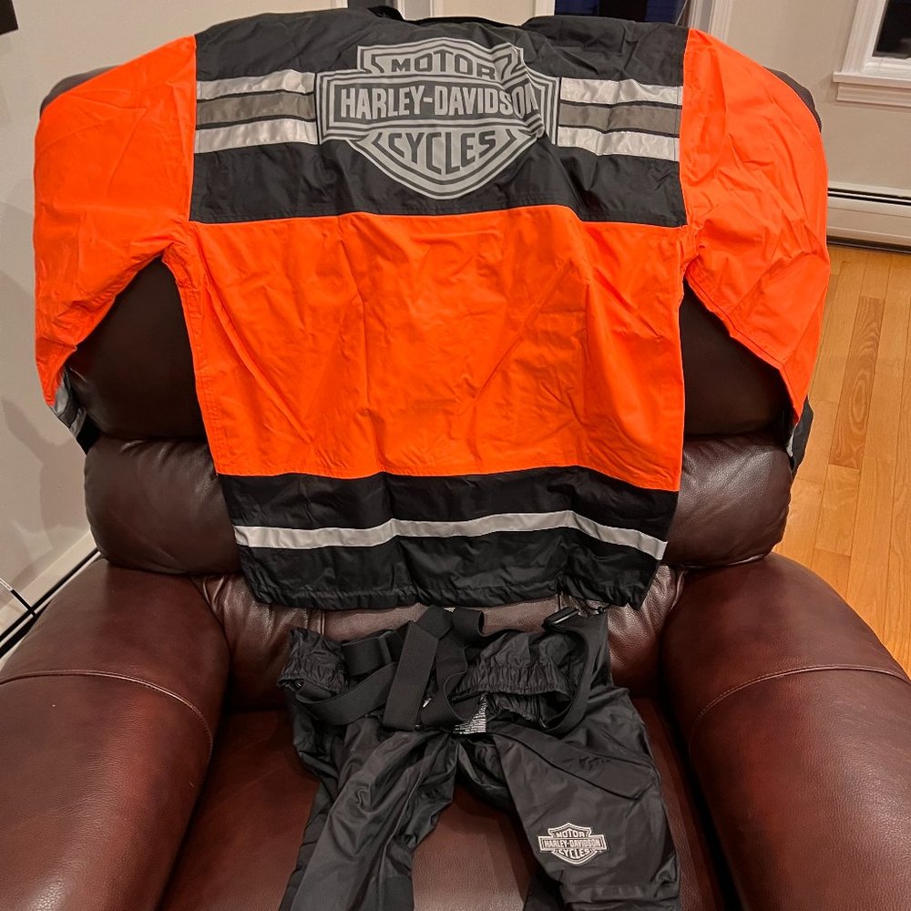 Harley-Davidson Men's Hi-Vis Orange Rain Suit, Size L